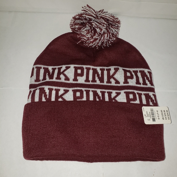 Pink VS, Beanie with pom pom. "New" - Picture 2 of 6